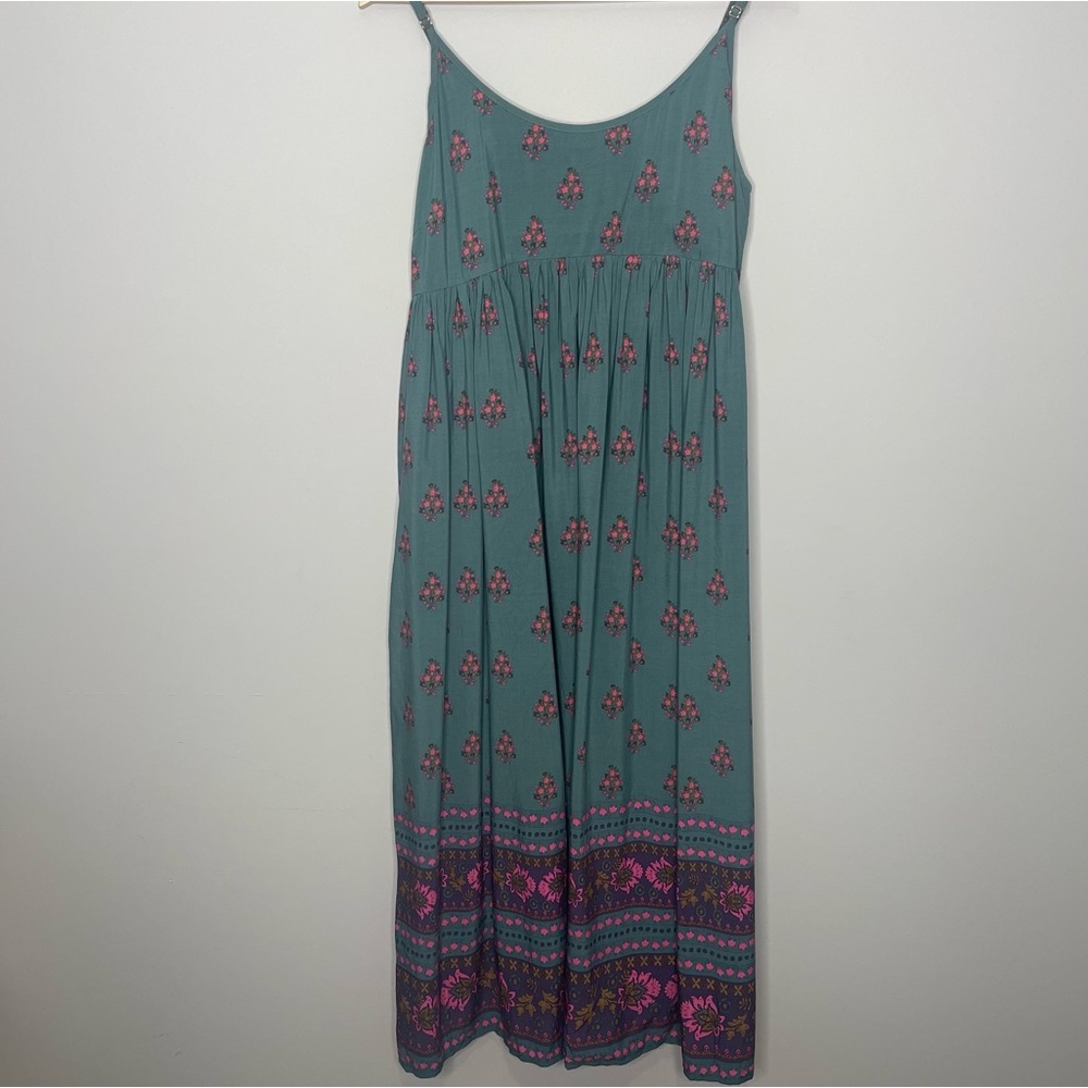 NATURAL LIFE Green and Pink Midi Dress
